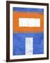 Blue and Orange Abstract Theme 2-NaxArt-Framed Art Print