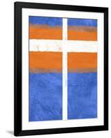 Blue and Orange Abstract Theme 3-NaxArt-Framed Art Print