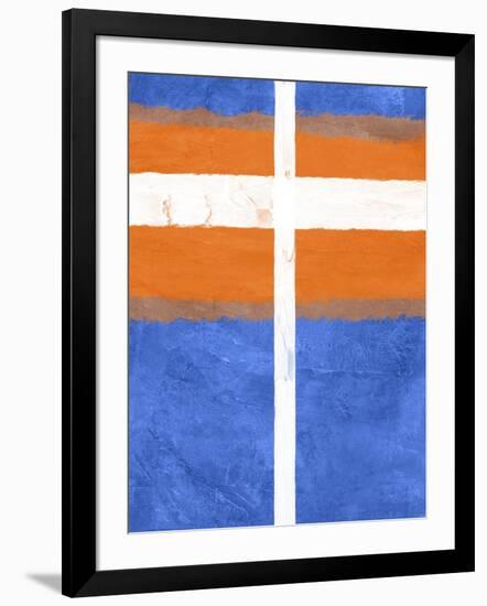 Blue and Orange Abstract Theme 3-NaxArt-Framed Art Print