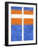 Blue and Orange Abstract Theme 3-NaxArt-Framed Art Print