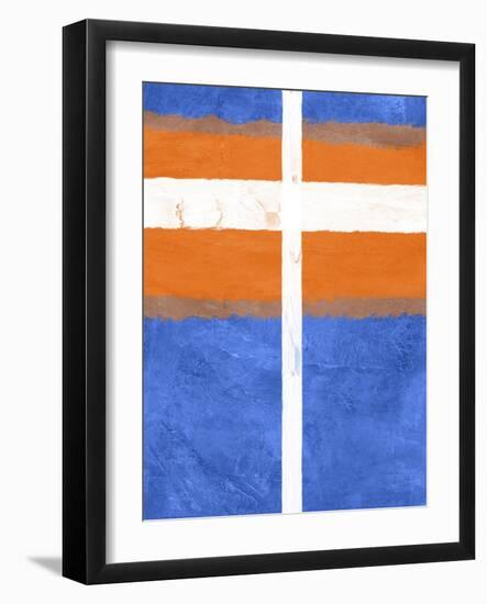 Blue and Orange Abstract Theme 3-NaxArt-Framed Art Print