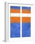 Blue and Orange Abstract Theme 3-NaxArt-Framed Art Print