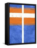 Blue and Orange Abstract Theme 3-NaxArt-Framed Stretched Canvas