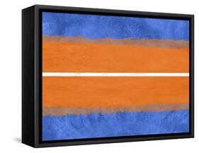 Blue and Orange Abstract Theme 4-NaxArt-Framed Stretched Canvas