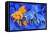Blue And Orange Fish-Ata Alishahi-Framed Stretched Canvas