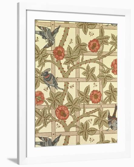 Blue and Orange Trellis Wallpaper Design, 1864-William Morris-Framed Giclee Print