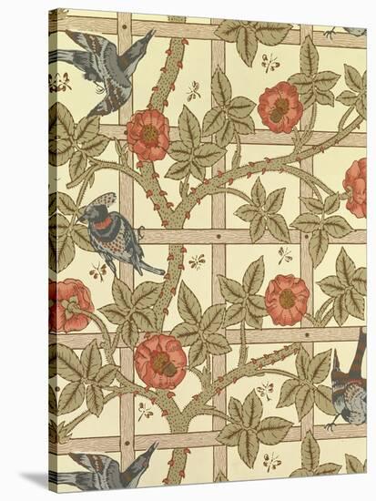 Blue and Orange Trellis Wallpaper Design, 1864-William Morris-Stretched Canvas