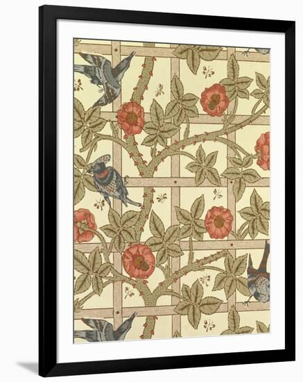 Blue and Orange Trellis Wallpaper Design, 1864-William Morris-Framed Giclee Print