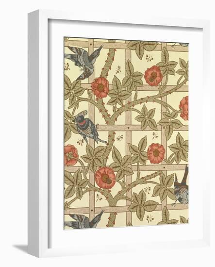 Blue and Orange Trellis Wallpaper Design, 1864-William Morris-Framed Giclee Print