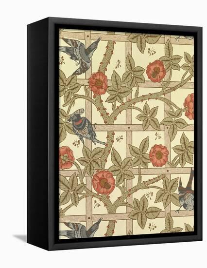 Blue and Orange Trellis Wallpaper Design, 1864-William Morris-Framed Stretched Canvas