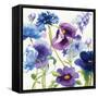 Blue and Purple Mixed Garden I-Novak Shirley-Framed Stretched Canvas