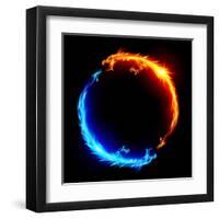 Blue And Red Fire Dragons-dvarg-Framed Art Print