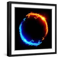 Blue And Red Fire Dragons-dvarg-Framed Art Print