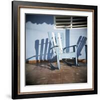 Blue and White Chair Outside House, Vinales, Cuba, West Indies, Central America-Lee Frost-Framed Photographic Print