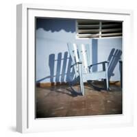 Blue and White Chair Outside House, Vinales, Cuba, West Indies, Central America-Lee Frost-Framed Photographic Print