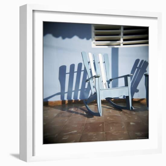 Blue and White Chair Outside House, Vinales, Cuba, West Indies, Central America-Lee Frost-Framed Photographic Print