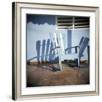 Blue and White Chair Outside House, Vinales, Cuba, West Indies, Central America-Lee Frost-Framed Photographic Print