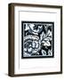 Blue and White Floral Motif III-Vision Studio-Framed Art Print