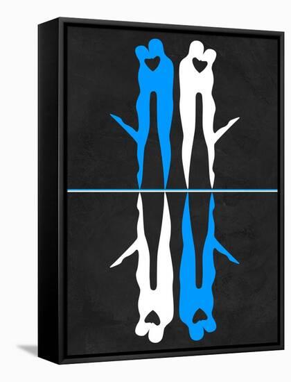 Blue and White Kiss-Felix Podgurski-Framed Stretched Canvas