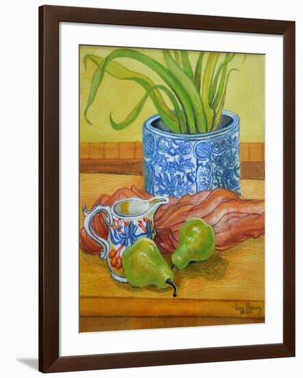 Blue and White Pot, Jug and Pears-Joan Thewsey-Framed Giclee Print