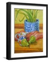 Blue and White Pot, Jug and Pears-Joan Thewsey-Framed Giclee Print