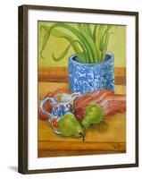 Blue and White Pot, Jug and Pears-Joan Thewsey-Framed Giclee Print