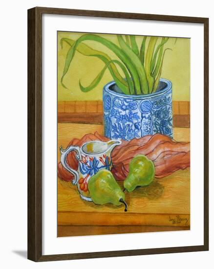 Blue and White Pot, Jug and Pears-Joan Thewsey-Framed Giclee Print