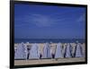 Blue and White Wind Breaker Tents, Aquitania, France-Michele Molinari-Framed Photographic Print