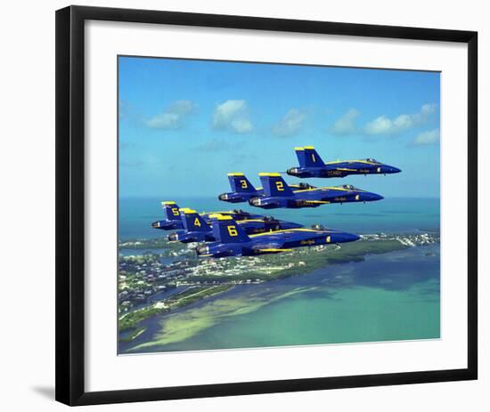 Blue Angels F/A Hornet maneuvers-null-Framed Art Print