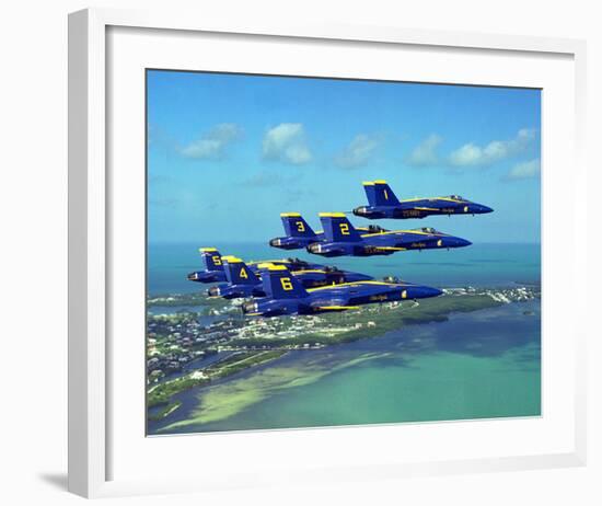 Blue Angels F/A Hornet maneuvers-null-Framed Art Print