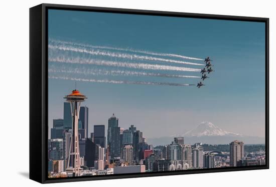 Blue Angels In Seattle-Belinda Shi-Framed Stretched Canvas