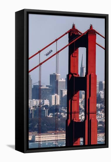 Blue Angels Show at Golden Gate Bridge, San Francisco-Vincent James-Framed Stretched Canvas