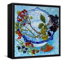 Blue Antique Bowl with Berries, 2010-Joan Thewsey-Framed Stretched Canvas