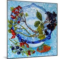 Blue Antique Bowl with Berries, 2010-Joan Thewsey-Mounted Giclee Print