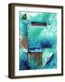 Blue Aqua Brown Abstract PoP Art-Megan Aroon Duncanson-Framed Art Print