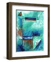 Blue Aqua Brown Abstract PoP Art-Megan Aroon Duncanson-Framed Art Print