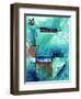 Blue Aqua Brown Abstract PoP Art-Megan Aroon Duncanson-Framed Art Print