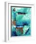 Blue Aqua Brown Abstract PoP Art-Megan Aroon Duncanson-Framed Art Print