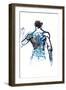 Blue back, 2022, (mixed media on paper)-Mark Adlington-Framed Premium Giclee Print