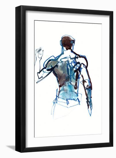 Blue back, 2022, (mixed media on paper)-Mark Adlington-Framed Premium Giclee Print