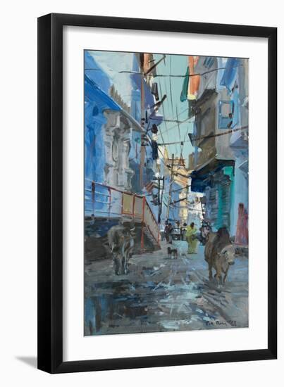 Blue Back Street, Udaipur, 2013-Peter Brown-Framed Giclee Print