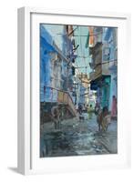 Blue Back Street, Udaipur, 2013-Peter Brown-Framed Giclee Print