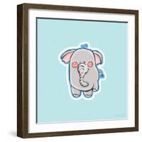 Blue Background Elephant-Valarie Wade-Framed Giclee Print