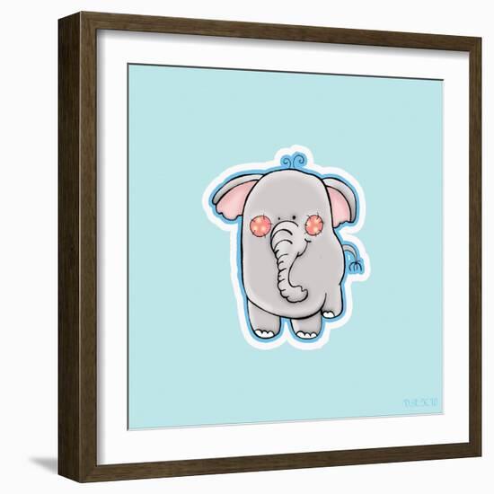 Blue Background Elephant-Valarie Wade-Framed Giclee Print