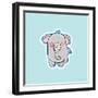 Blue Background Elephant-Valarie Wade-Framed Giclee Print