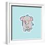 Blue Background Elephant-Valarie Wade-Framed Giclee Print