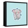 Blue Background Elephant-Valarie Wade-Framed Stretched Canvas