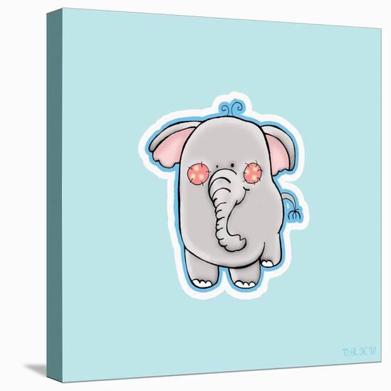 Blue Background Elephant-Valarie Wade-Stretched Canvas