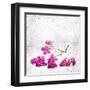 Blue Background with Lilac Flowers-Elena Larina-Framed Art Print