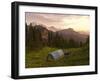 Blue backpacking tent in the Tatoosh Wilderness, Washington State, USA-Janis Miglavs-Framed Photographic Print